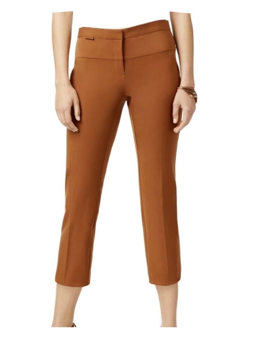 Capri pants-  Rust Brown Cropped Pull On Capri Pants
